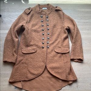 Chocolate Brown Teddy Jacket with Military Inspired Design